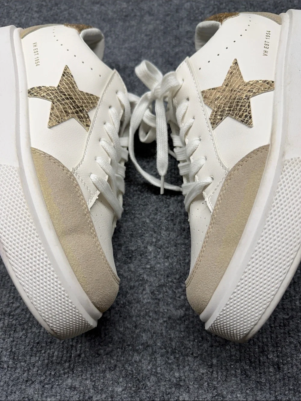 Vintage Havana White Sneakers with Gold Star Accent